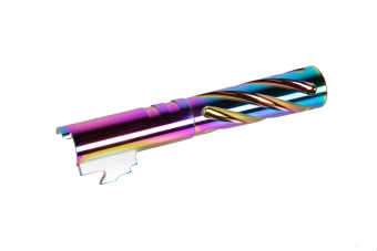 Hliníková vnější hlaveň LA Capa Customs TORNADO pro airsoftové zbraně TM Hi-Capa 4.3 Rainbow