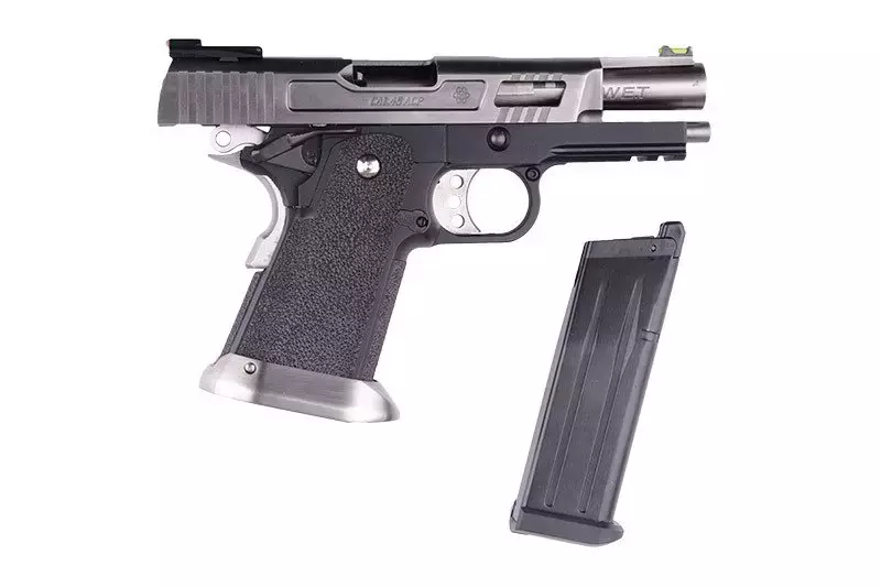 Pistola de airsoft Hi-capun Velociraptor" de fuerza 3.8 - plata"
