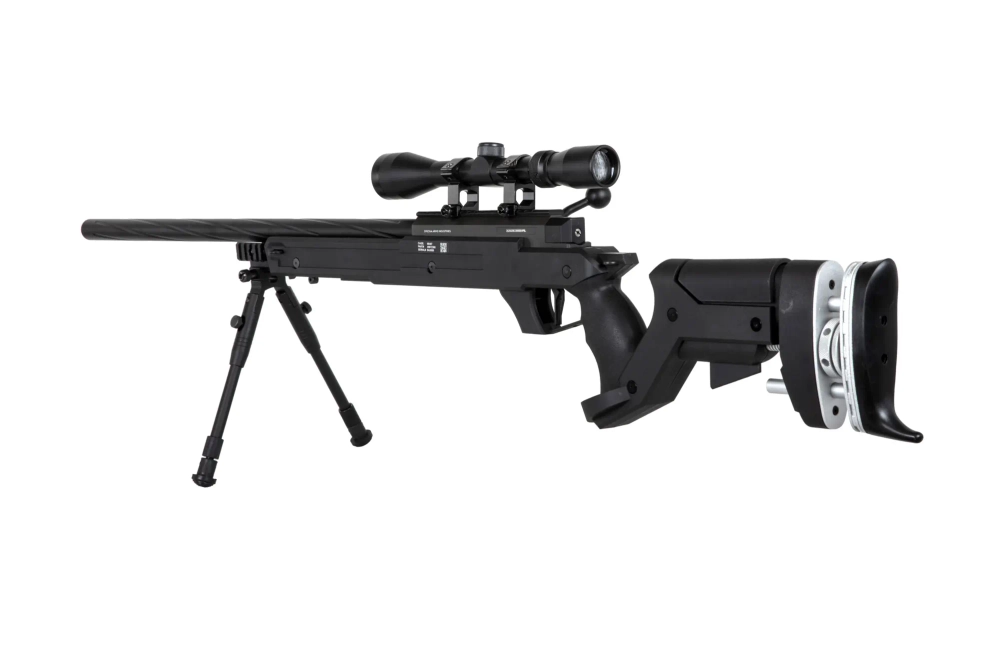 Réplica de sniper SA-S13 EDGE™ con visor y bípode - negro