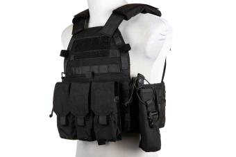 Emerson Gear 6094A Style Plate Carrier Vest with Cargo Kit Black