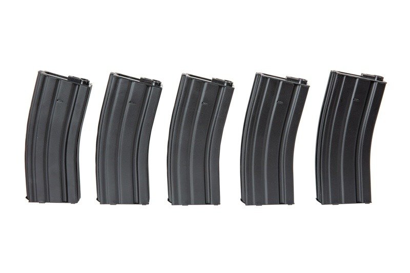 Set of 5 Hi-Cap 300 BB Magazines for M4/M16 Replicas - black