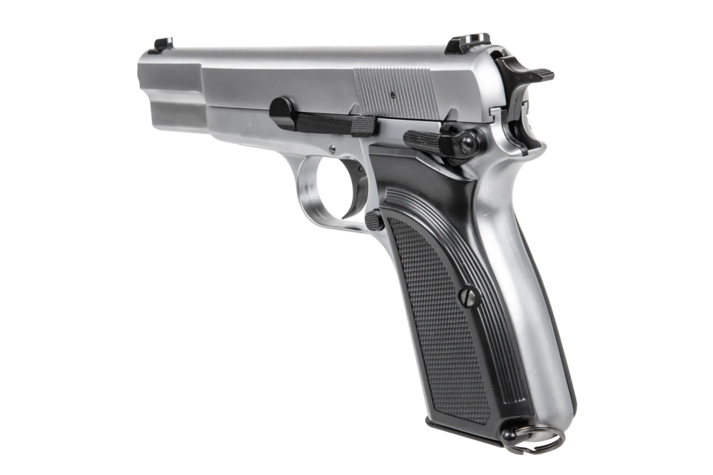WE Browning Hi Power MK III airsoft pistol - Silver