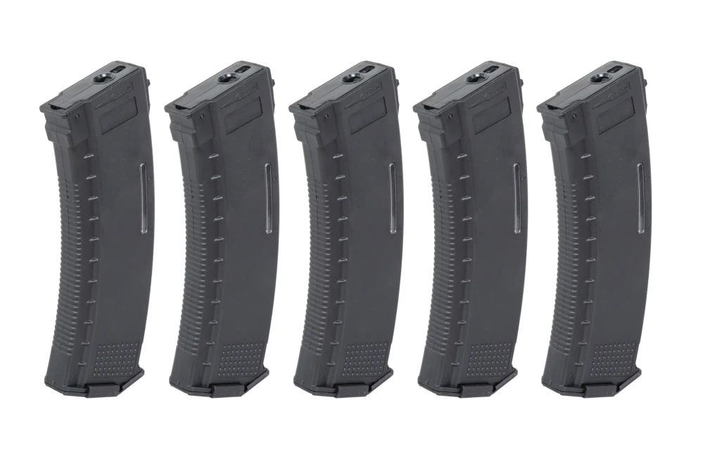 Zestaw 5 magazynków Mid-Cap 130/30 kulek Arcturus EMM AK MOD1 Variable-Cap Windowed do replik AK Czarny