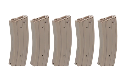 Set van 5 metalen magazijnen met hoge capaciteit 300 kogels Specna Arms Flat Dark Earth