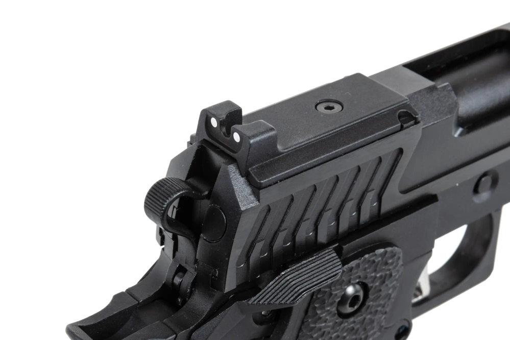 Pistole airsoft SRC Dark Viper DUAL POWER s pouzdrem a zeleným plynovým zásobníkem černá