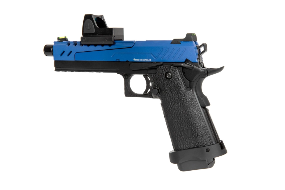 Réplique de pistolet Hi-capa 5.1 Split Slide – bleu/noir (avec viseur BDS) 