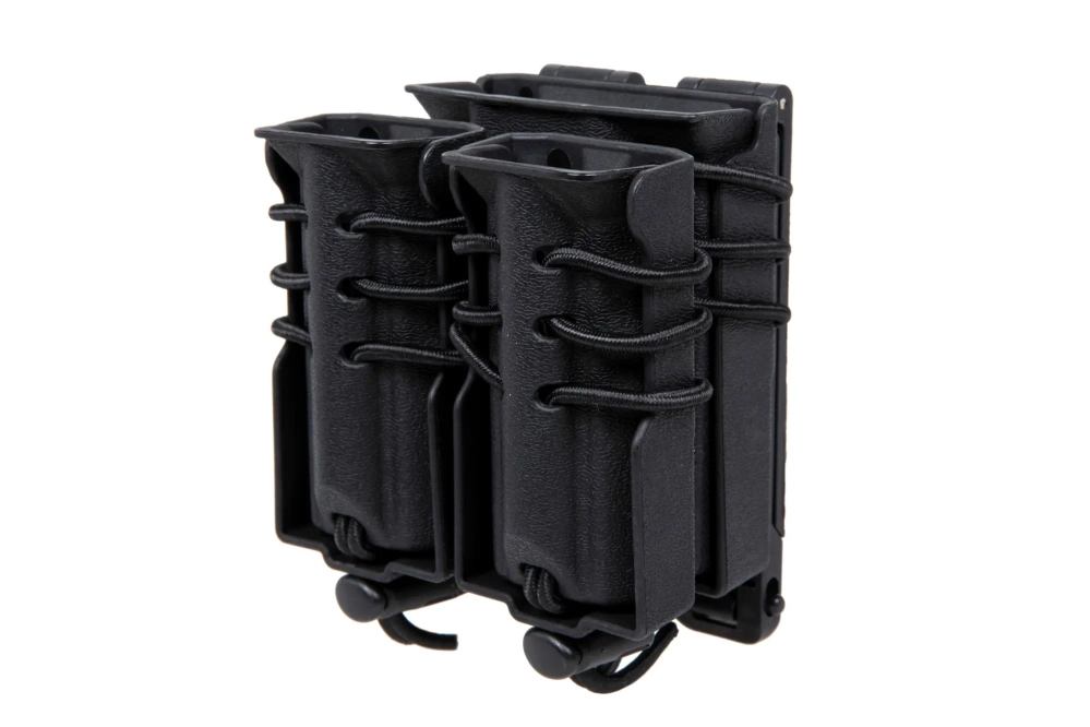 Drager voor 2 9mm magazijnen en een M4/M16 magazijn Wosport Urban Assault Quick Pull Zwart