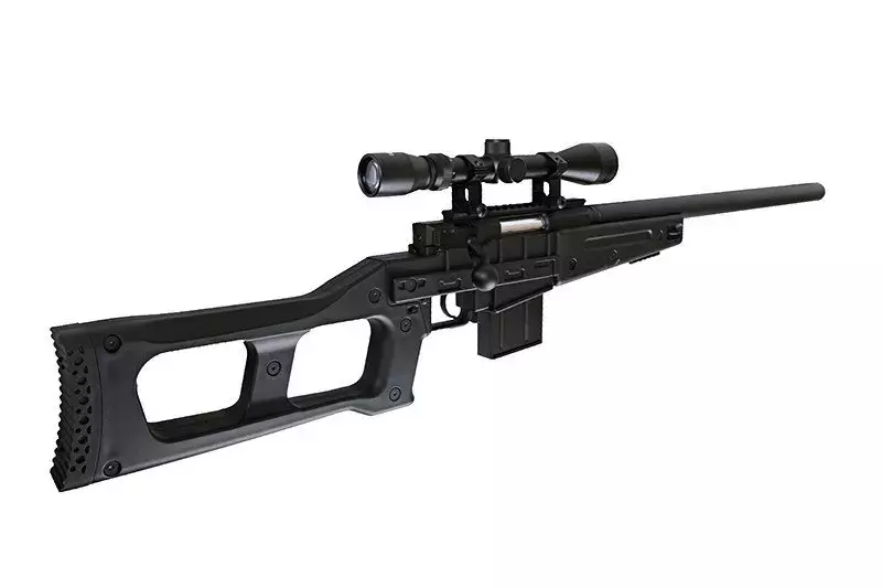 Airsoftová odstřelovací puška MB4408C s optikou - černá