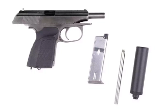 Pistolet airsoft MK avec silencieux - argent