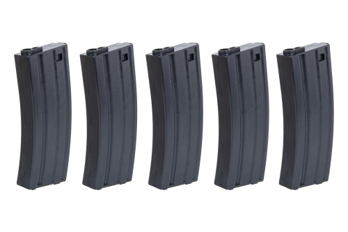 Set van 5 Mid-Cap SRC magazijnen voor AR/M4 voor 140 patronen Zwart + snellader