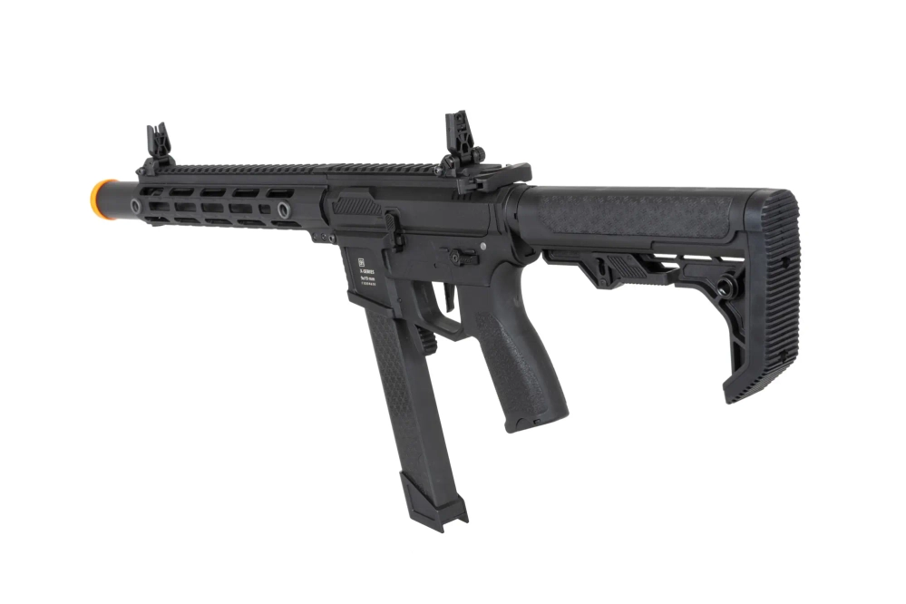 airsoft Specna Arms SA-FX02 Ametralladora FLEX™ HAL ETU Negra con dispositivo de descarga naranja