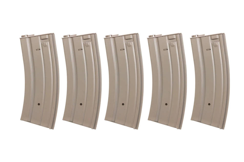 Sada 5 kovových zásobníků se skutečným uzávěrem na 30 kuliček Specna Arms Flat Dark Earth