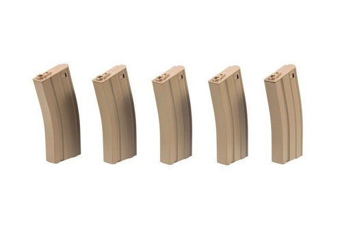 Set de 5 cargadores mid-cap 100 bolas para réplicas M4/M16 - tan