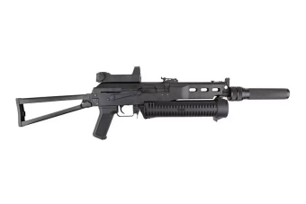 Airsoft samopal PP-19 Bizon s tlumičem a kolimátor
