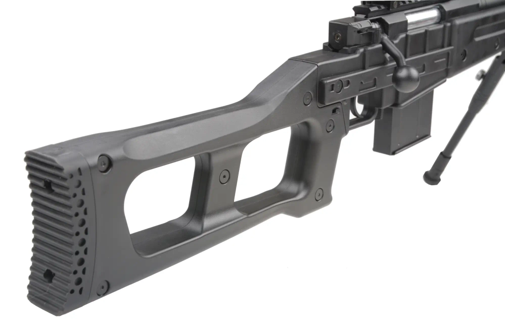 Airsoftová odstřelovací puška MB4408D - s optikou a dvojnožkou - černá