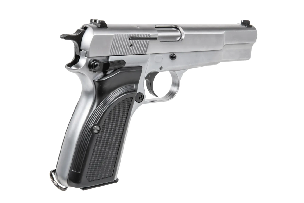 Pistole WE Browning Hi Power MK III airsoft - stříbrná
