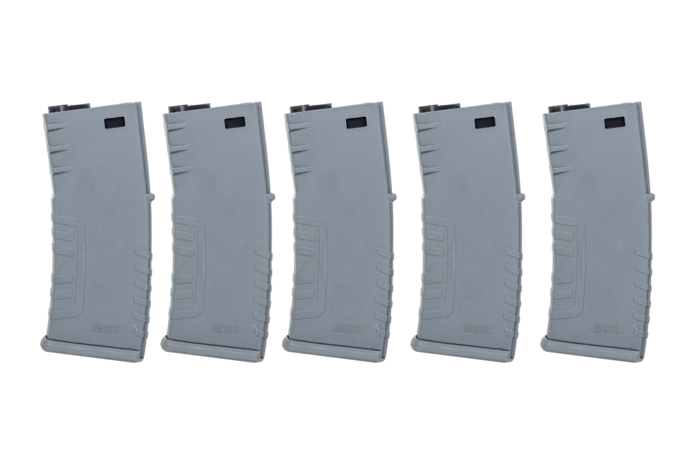 Set of 5 polymer mid-cap 120-ball magazines Specna Arms Grey