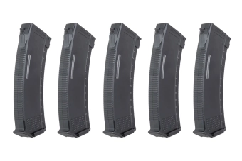 Zestaw 5 magazynków Mid-Cap 130/30 kulek Arcturus EMM AK MOD1 Variable-Cap Windowed do replik AK Czarny