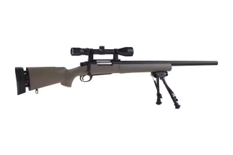 Fusil de airsoft rifle de francotirador SW-04 con visor y bípode (mejorado) - bronceado