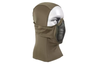Thermoactive balaclava with steel mask - olive