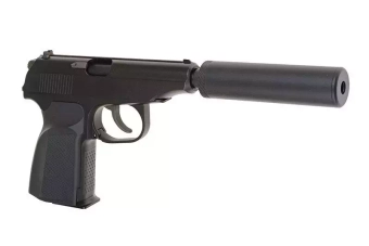 Pistola de airsoft MK con silenciador - negro