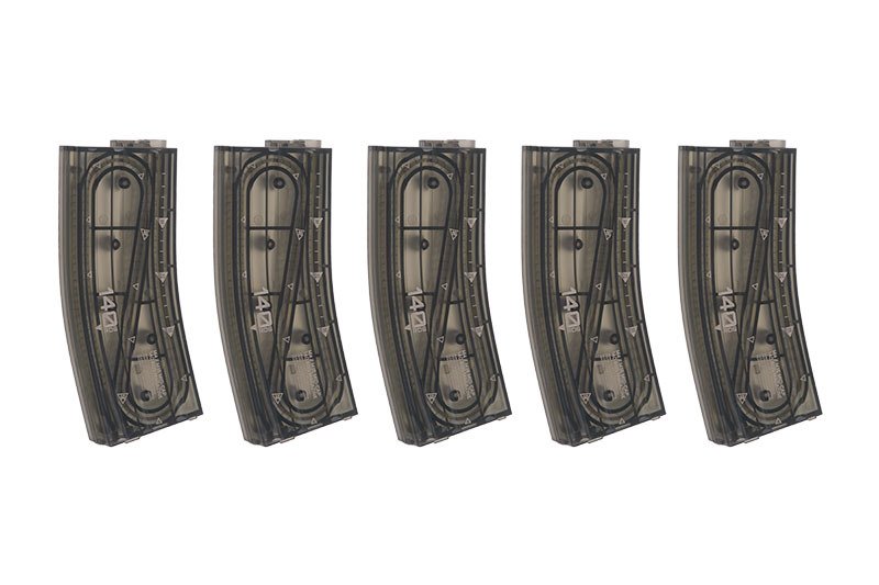 Set of 5 Transparent Mid-Cap 140 BB Magazines
