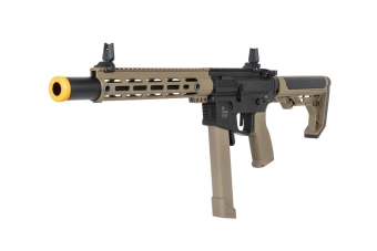 airsoft Specna Arms SA-FX02 FLEX™ HAL ETU Half-Tan submachine gun with orange discharge device