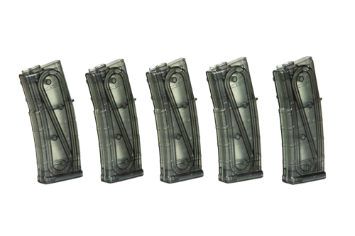 Set of 5 Mid-Cap 130 BB Magazines for M4/M16 – Transparent