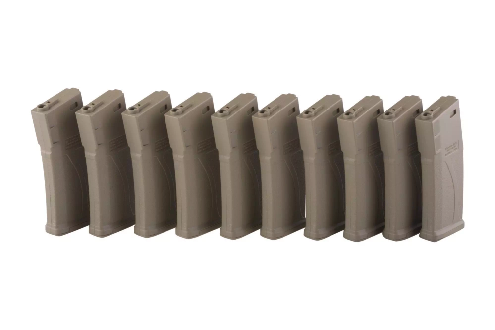 Set of 10 Mid-Cap 140 BB Magazines for M4/M16 Replicas - Tan