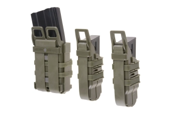 Set of Open III (2 XS + 1 M) Pistol + 5.56 Magazine Pouches - Olive Drab