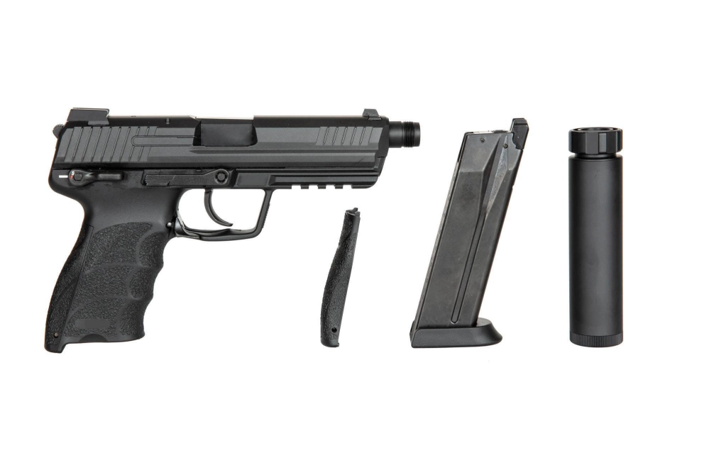 Réplique de pistolet tactique TM45 avec silencieux - noir
