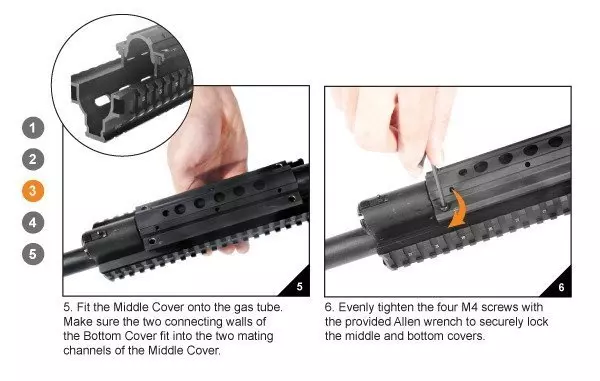 Zespół szyn RIS Quad Rail do strzelb Saiga 12 - czarny