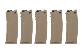 Zestaw 5 sztuk polimerowych magazynków mid-cap 120 kulek Specna Arms Flat Dark Earth