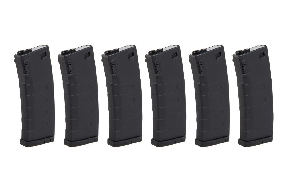 Sada 6 středních zásobníků KWA na 120 kuliček pro repliky M4/M16 černá