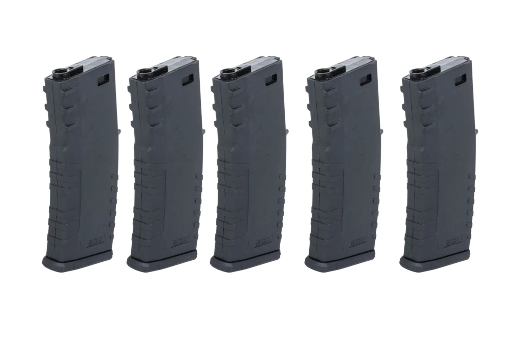 Set of 5 polymer mid-cap 120-ball magazines Specna Arms Black