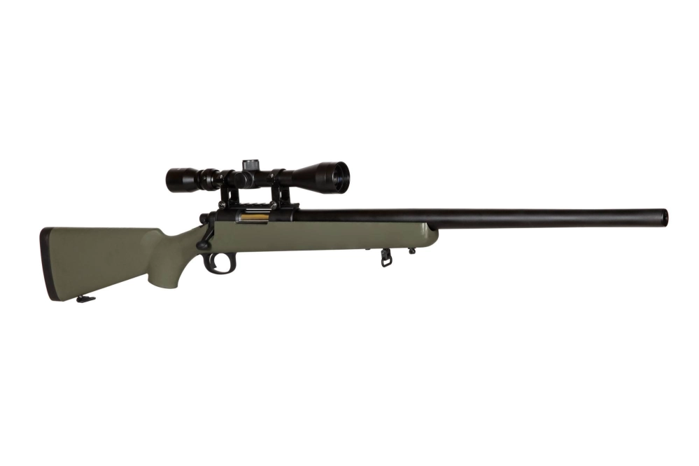 Airsoftová odstřelovací puška SW-10G (s optikou) - Tan