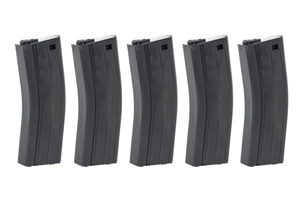 Lot de 5 chargeurs Mid-Cap 135/30 pellet Arcturus EMM M4/M16 Metal Variable-Cap pour répliques M4/M16 Noir