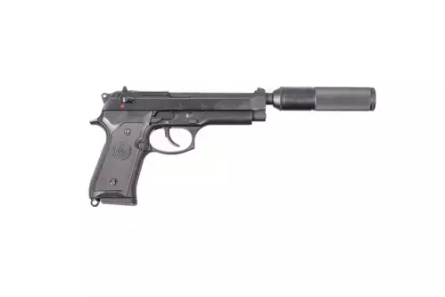 Réplica de pistola SR92 con silenciador - negro (OUTLET)