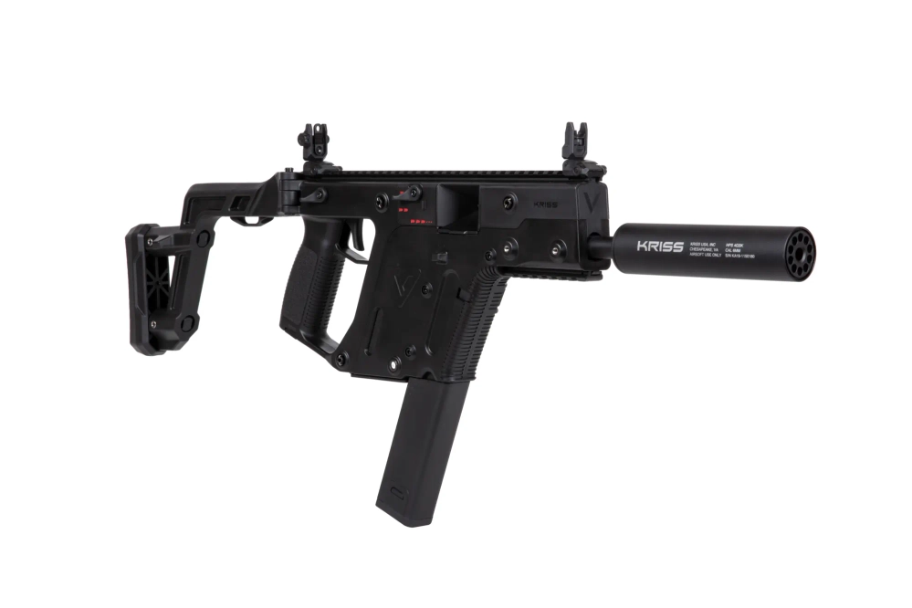 Replika pistoletu maszynowego Krytac Kriss Vector z atrapą tłumika dźwięku Czarny