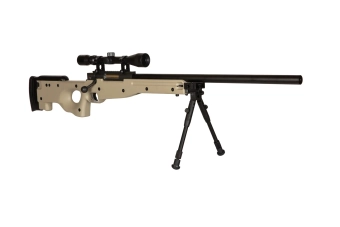 Airsoftová odstřelovací puška Warrior I (s dvojnožkou a optikou) - Tan