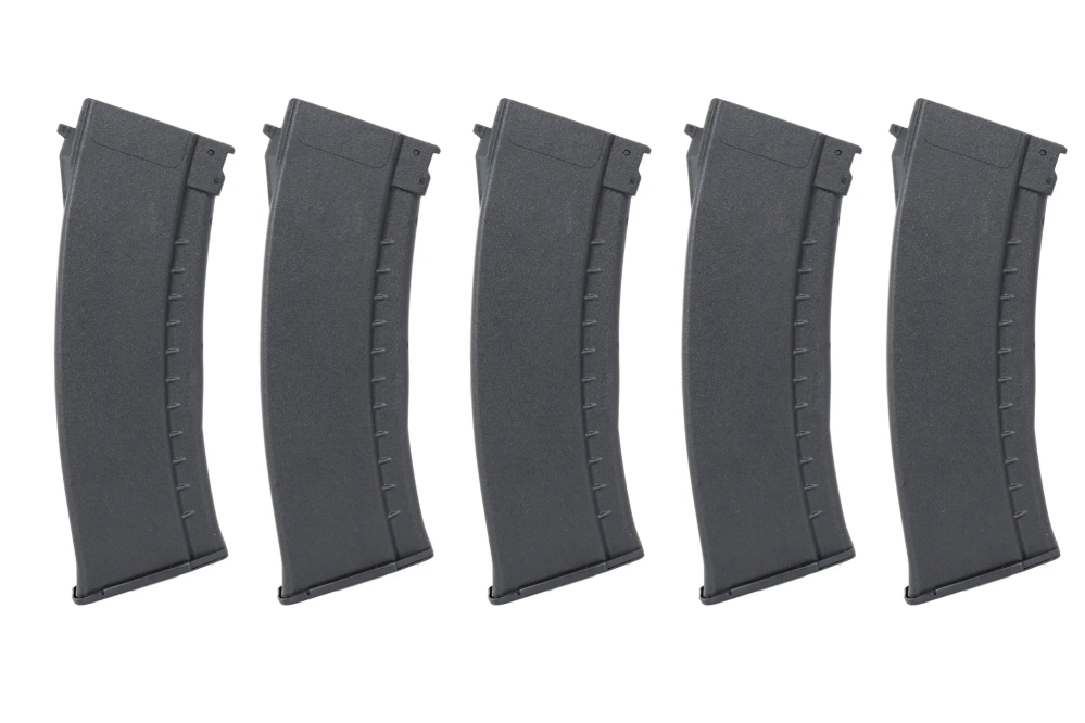 Set of 5 Mid-Cap 135/30 ball magazines Arcturus EMM AK74 "Bakelite" Variable-Cap for AK replicas Black