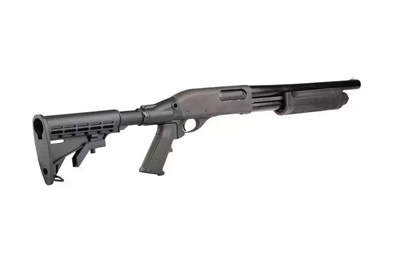 Escopeta de airsoft M870, versión policial con petaca telescópica