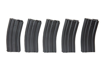 Zestaw 5 magazynków hi-cap na 300 kulek do replik M4/M16 - czarny