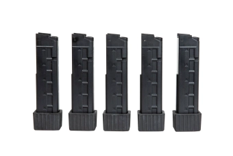 Set of 5 mid-cap, 80-pellet magazines for APC9 airsoft submachine guns