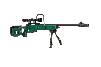 Replika karabinu snajperskiego SV-98 CORE™ z lunetą, dwójnogiem i tłumikiem - russian green