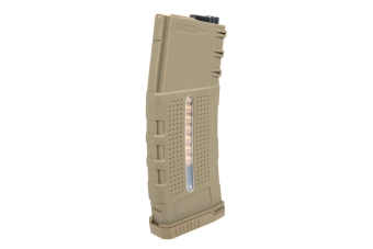 Polymerový mid-capzásobník na 150 kuliček Tornado s atrapami nábojů pro repliky M4/M16 Tan