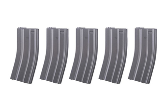 Jeu de 5 magazynks real-cap pour 30 balles pour répliques M4/M16 - gris