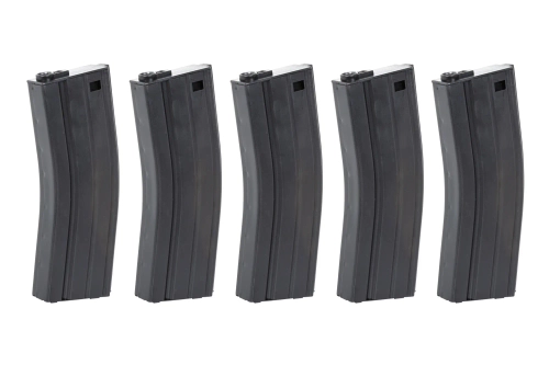 Juego de 5 cargadores de perdigones Mid-Cap 135/30 Arcturus EMM M4/M16 Metal Variable-Cap para réplicas M4/M16 Negro