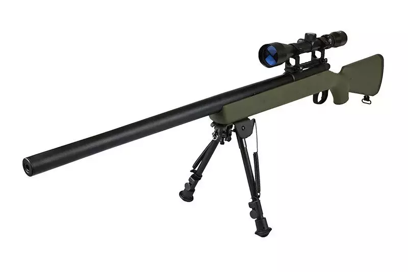 Réplique de fusil de précision SW-10 avec lunette et bipied (Upgraded) - olive 