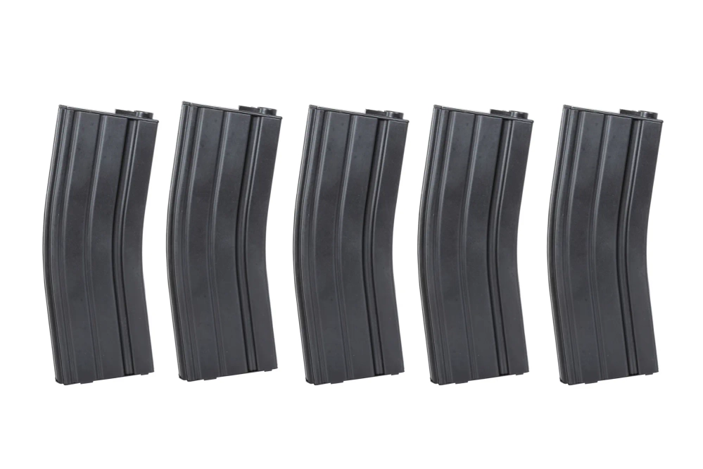 Juego de 5 cargadores de perdigones Mid-Cap 135/30 Arcturus EMM M4/M16 Metal Variable-Cap para réplicas M4/M16 Negro